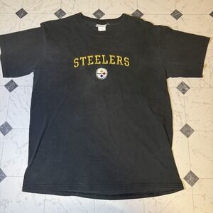 NFL Pittsburgh Steelers Embroidered Logo T Shirt Black L